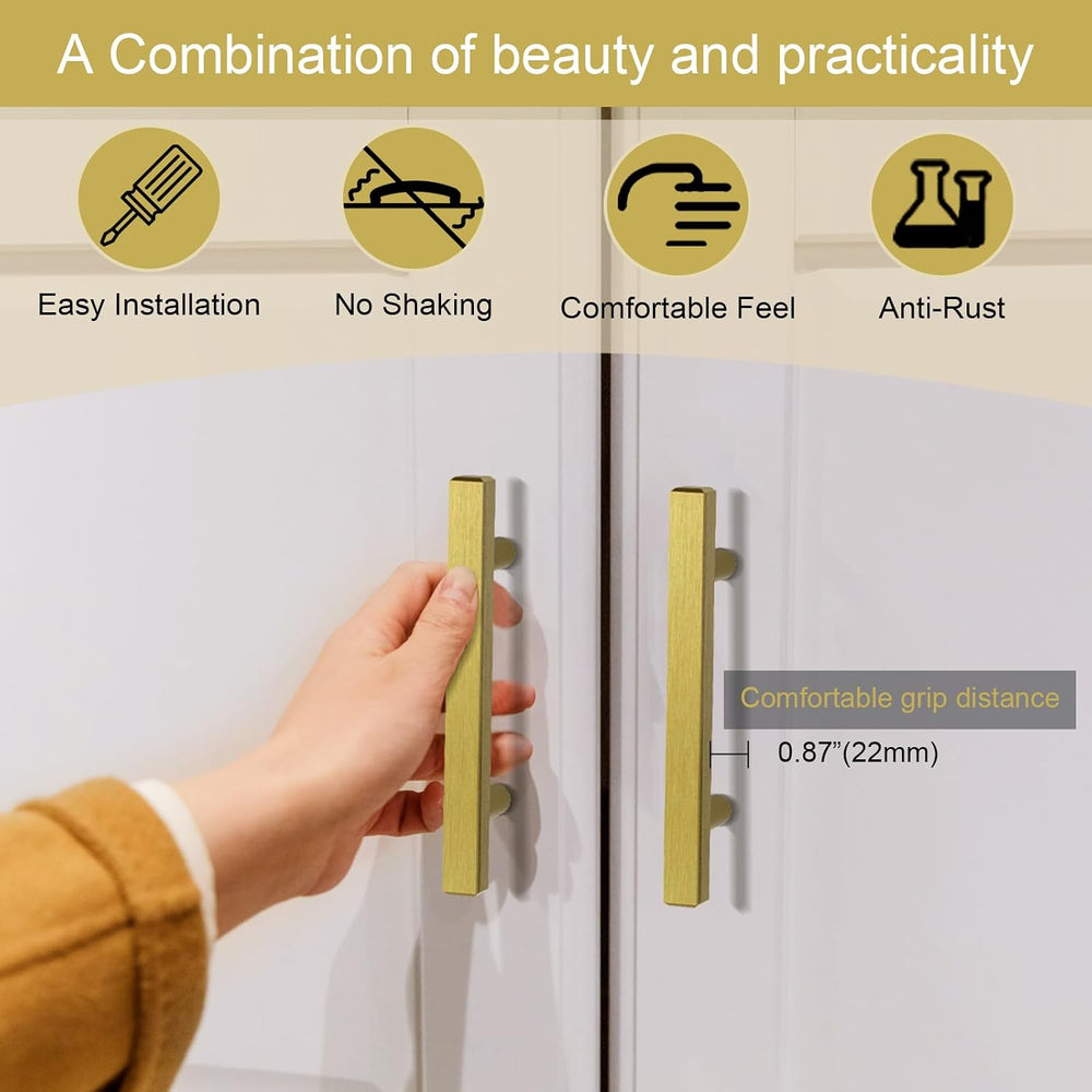 AEEKEL 30 Pack Brushed Brass Kitchen Cabinet Handles 5" Length Drawer Pulls