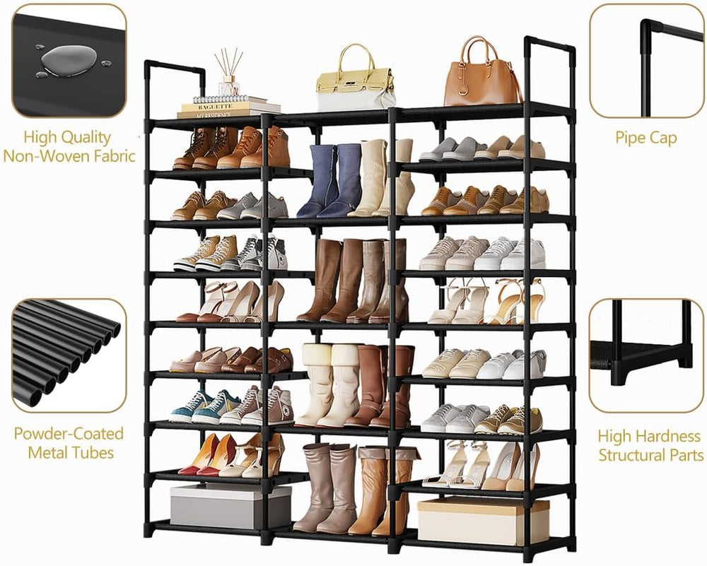 9-Tier Shoe Rack Organizer for 50-55 Pairs, Stackable Large Shoe Stand