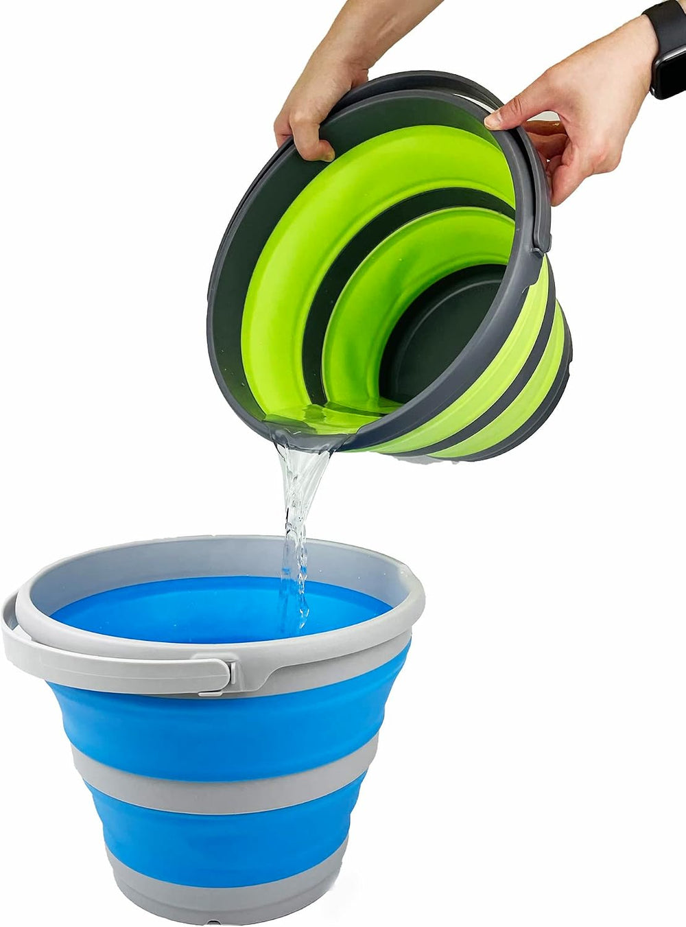 SAMMART 10L (2.6 Gallon) Collapsible Plastic Bucket - Foldable Round Tub - Po...