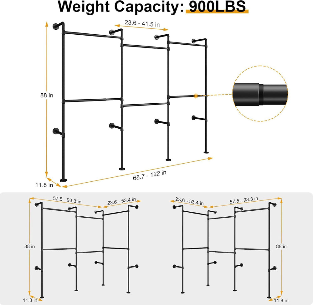 ULIFHOME M8 Wall Mounted Clothes Rack, Closet Wardrobe Racks