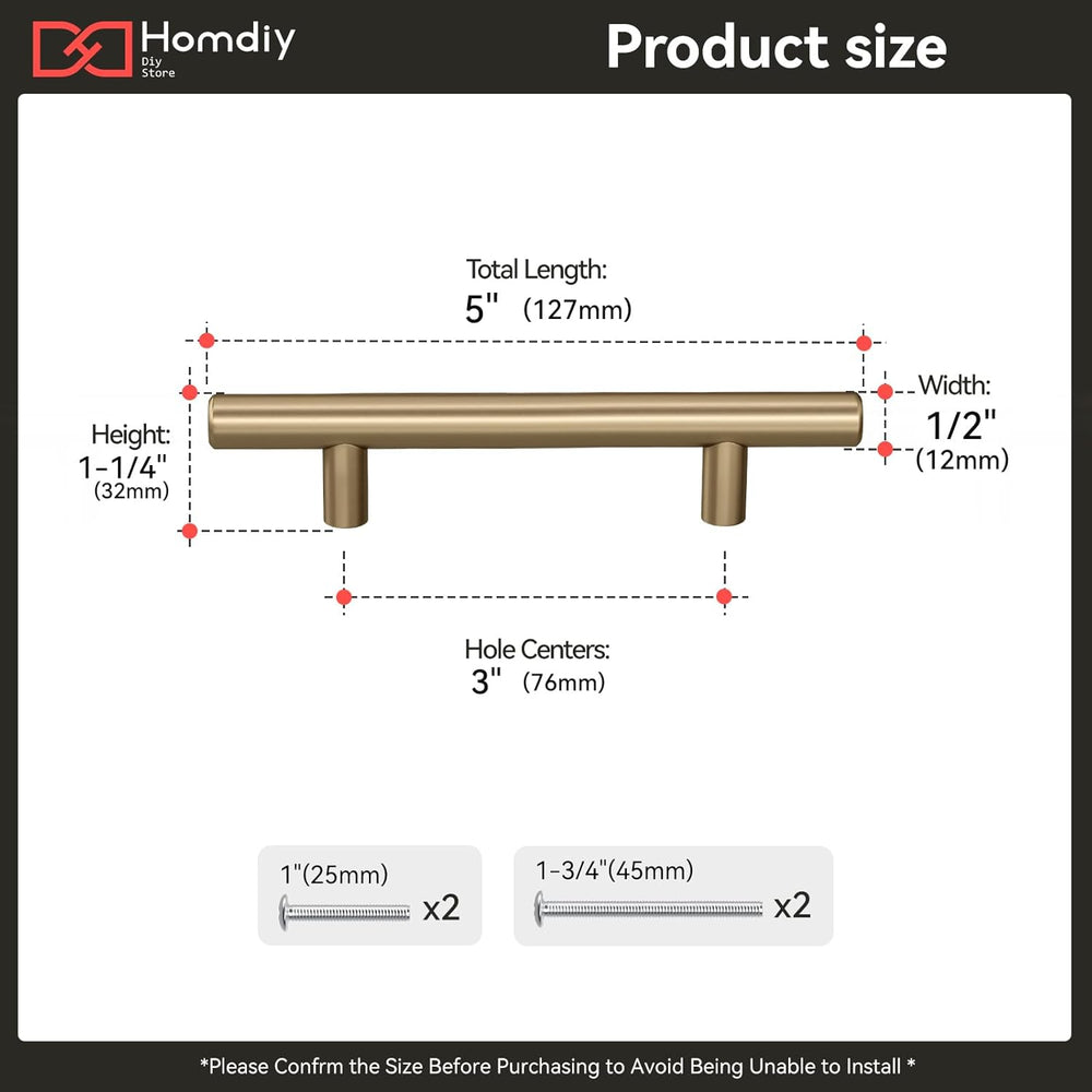 homdiy 25Pack 3in Cabinet Handles Champagne Bronze Kitchen Cabinet Pulls Draw...