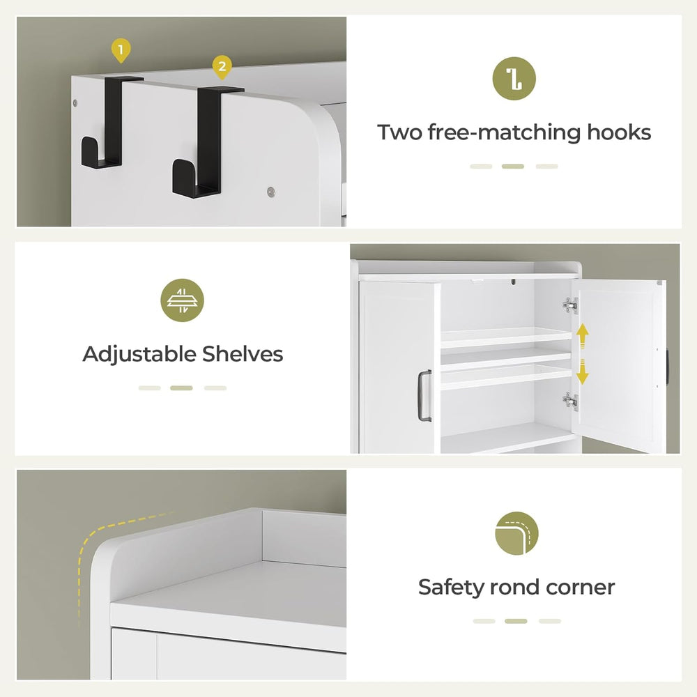 Over The Toilet Storage Cabinet with Pulley Small Bathroom Storage Cabinet, S...