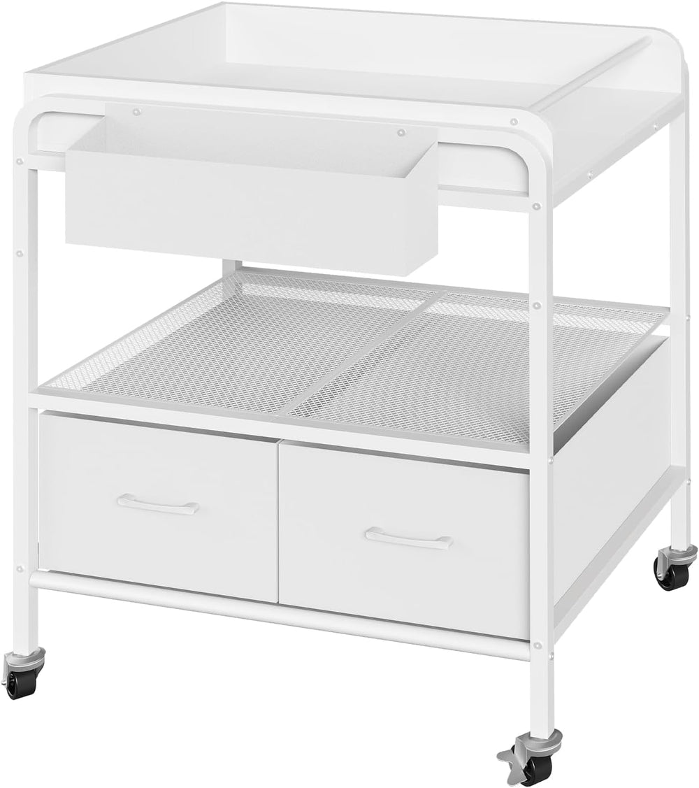 MAHANCRIS Rolling Kitchen Cart, 3 Tier Microwave Table Stand with Storage