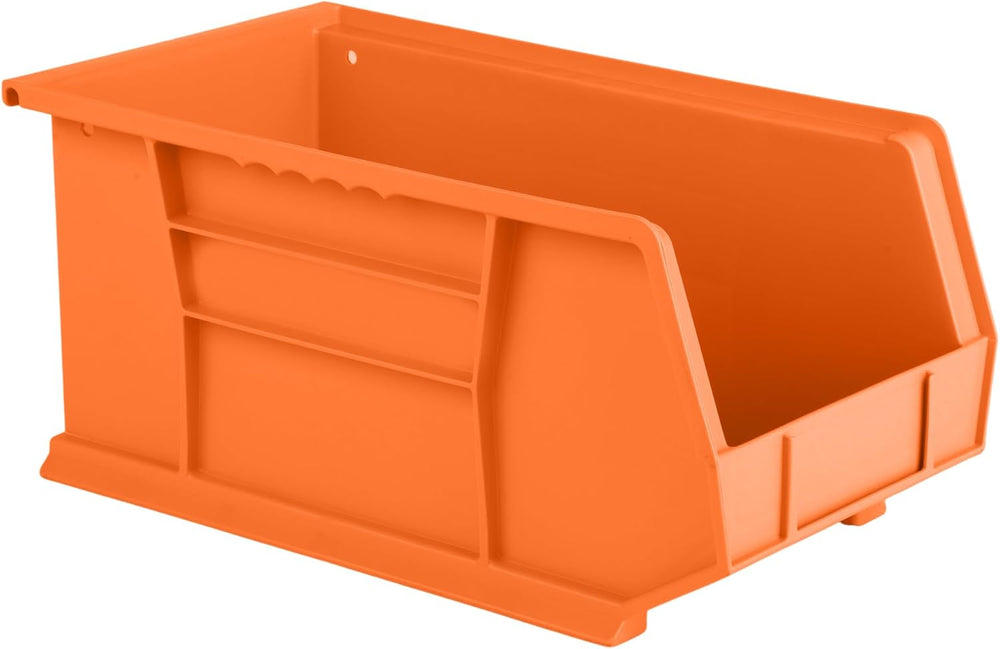 15" x 8" x 7" (6 Pack) Plastic Stackable Storage Bin, Orange