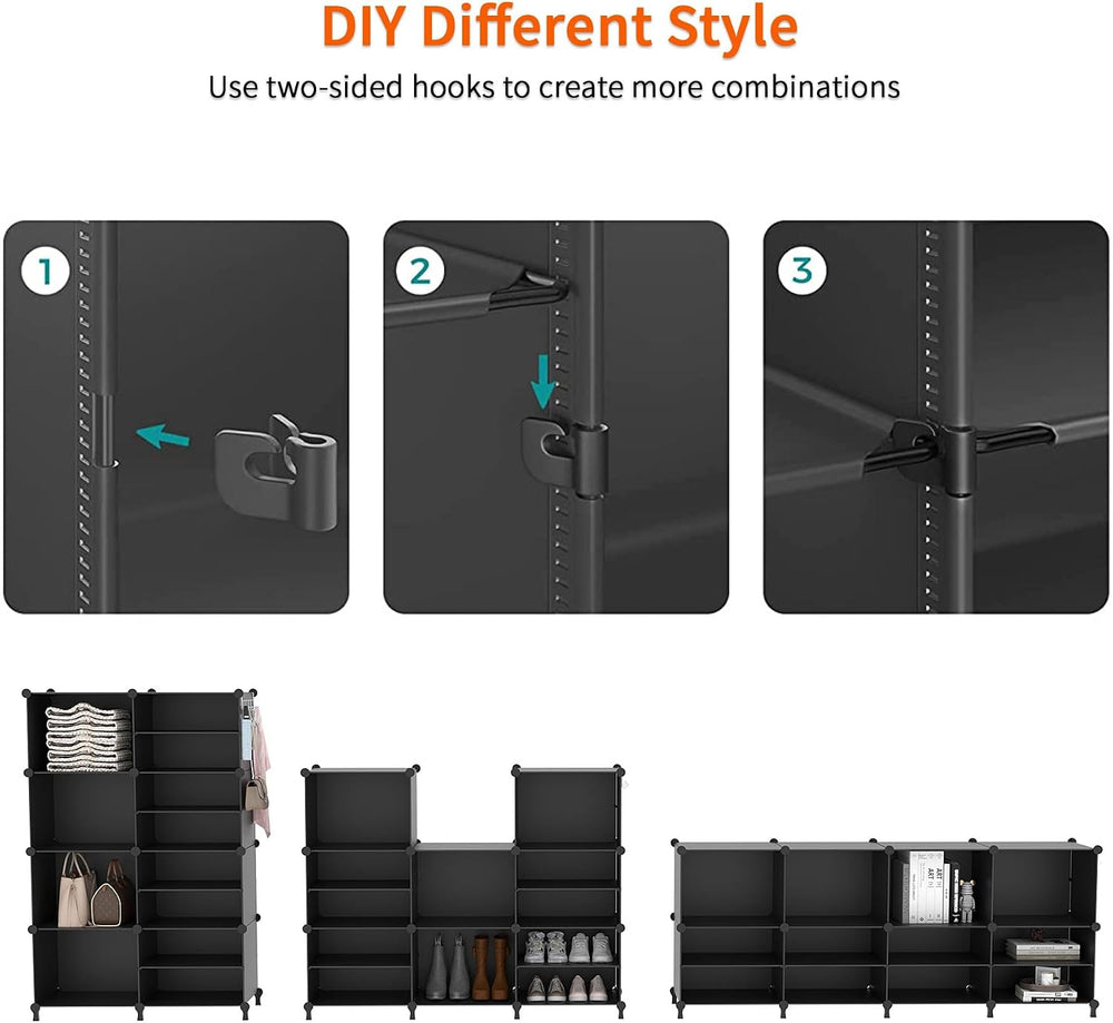AWTATOS 8 Tiers Shoe Rack Organizer, 32 Pair Shoe Storage Cabinet, Black
