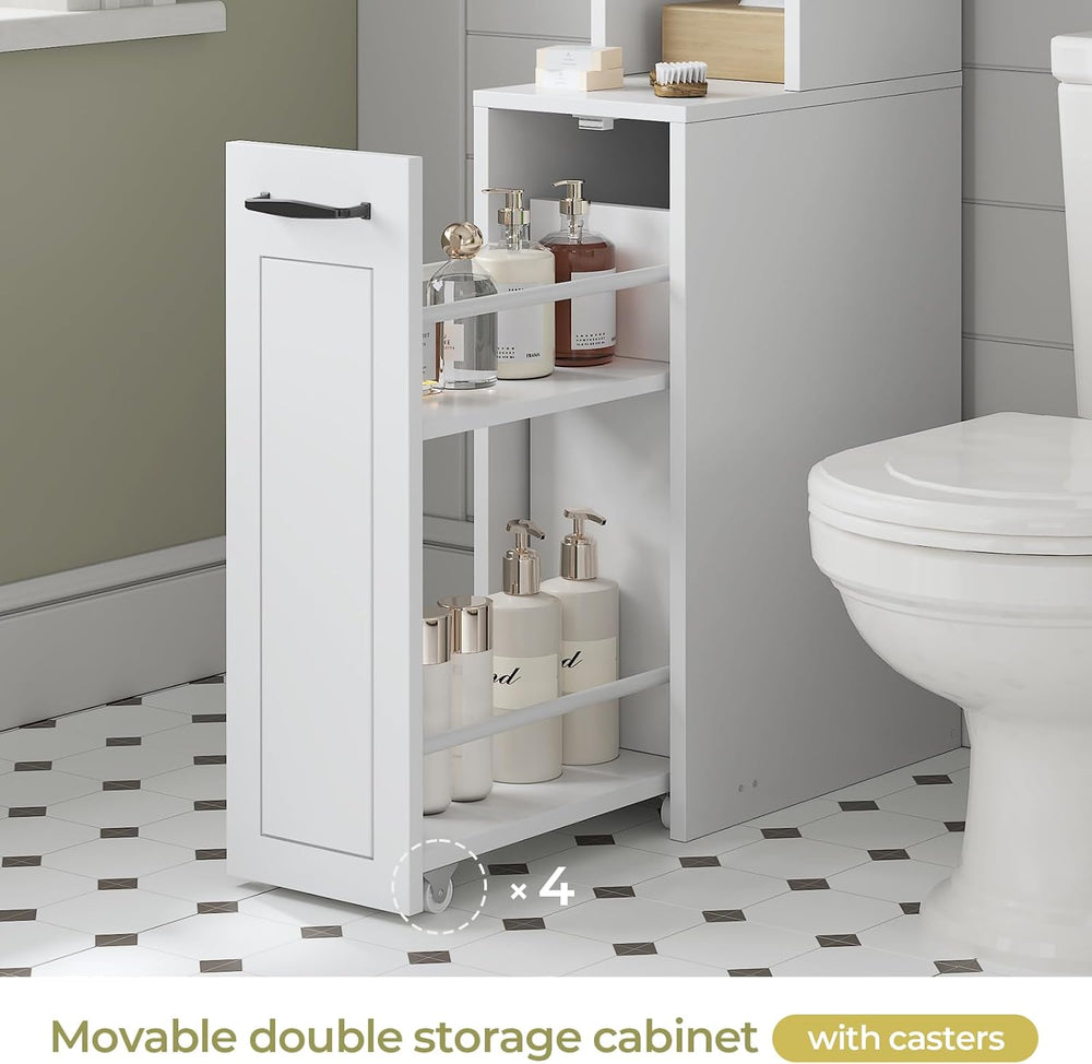 Over The Toilet Storage Cabinet with Pulley Small Bathroom Storage Cabinet, S...