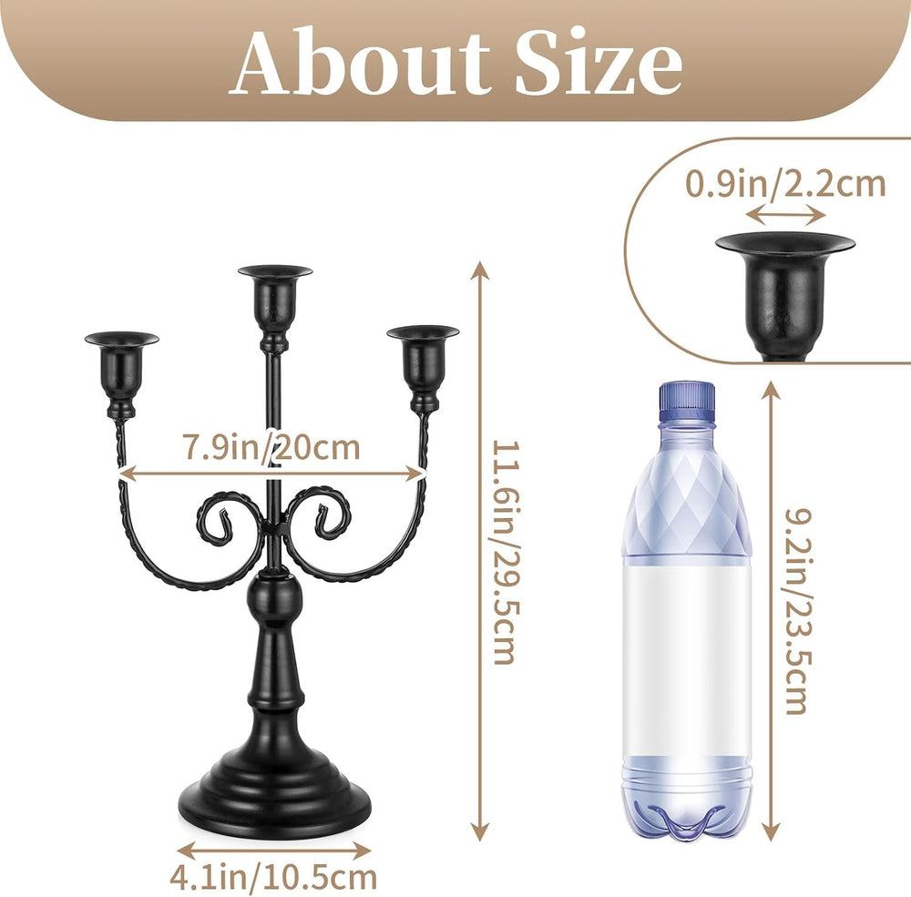 Sziqiqi Black Candelabra Candle Holder for Halloween, 3 Arms Candelabra