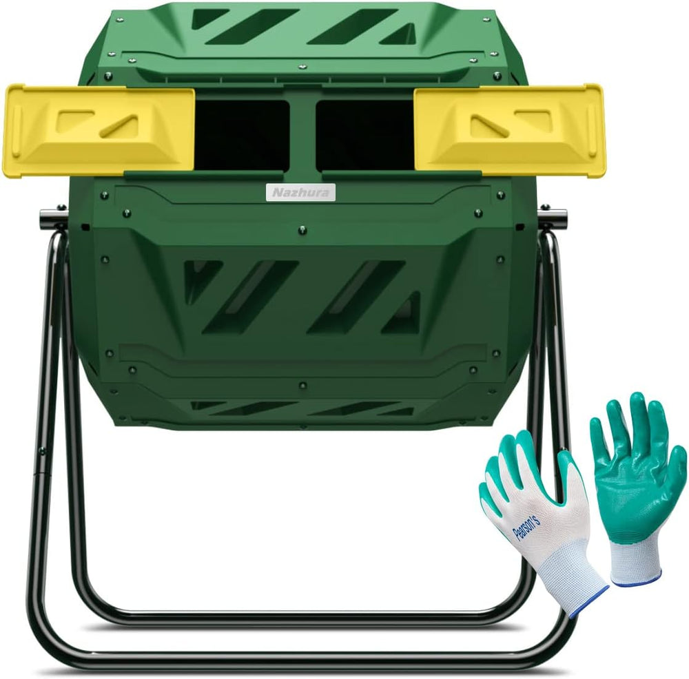 Compost Tumbler Bin Composter Dual Chamber 43 Gallon (Bundled with Pearson