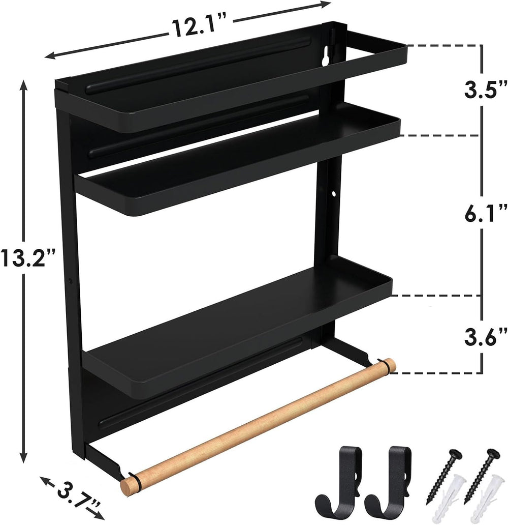 Magnetic Paper Towel Holder with Multi-Layer Storage Shelf, Stable Magnetic O...