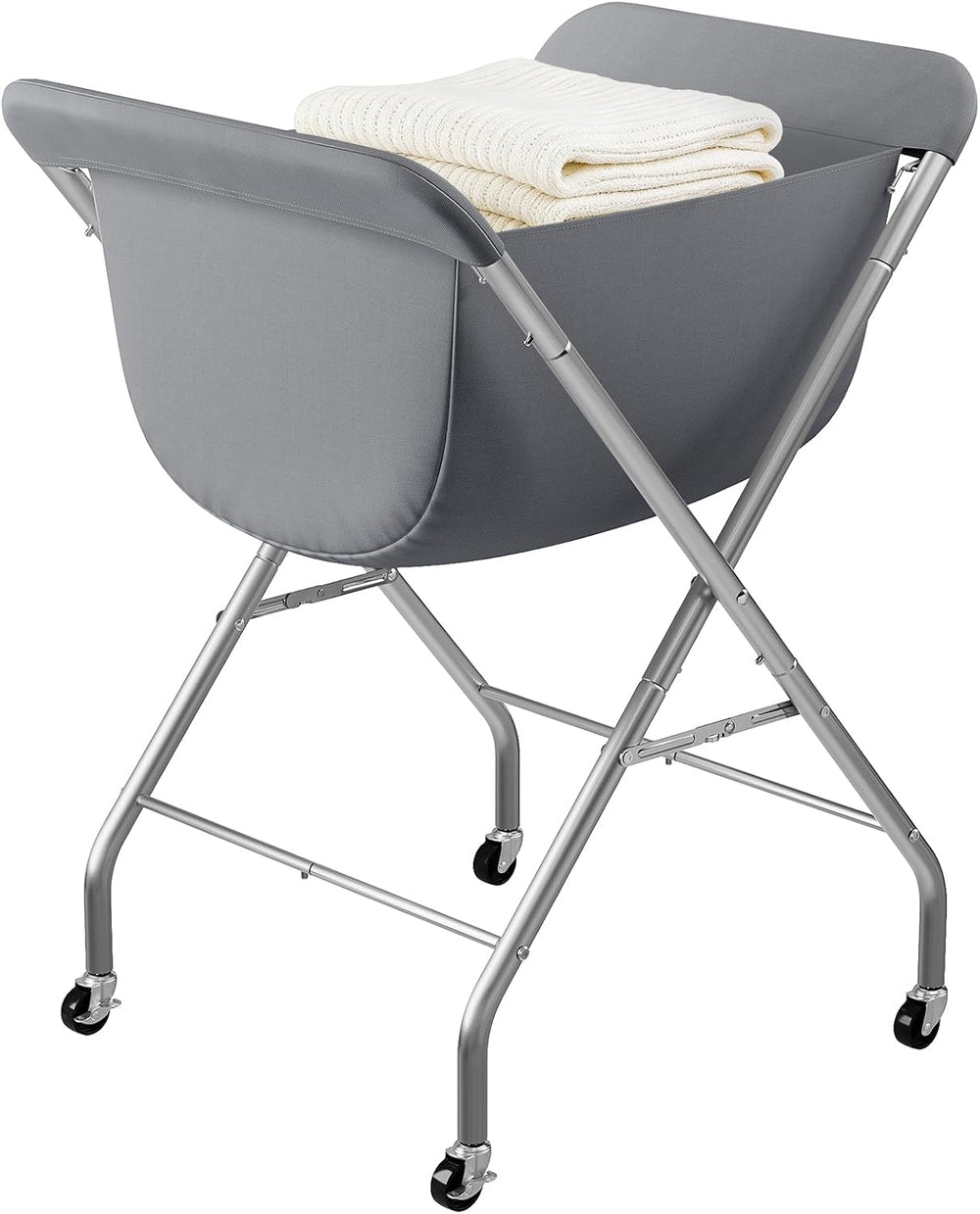 Laundry Basket with Wheels, Collapsible Laundry Hamper, Gray