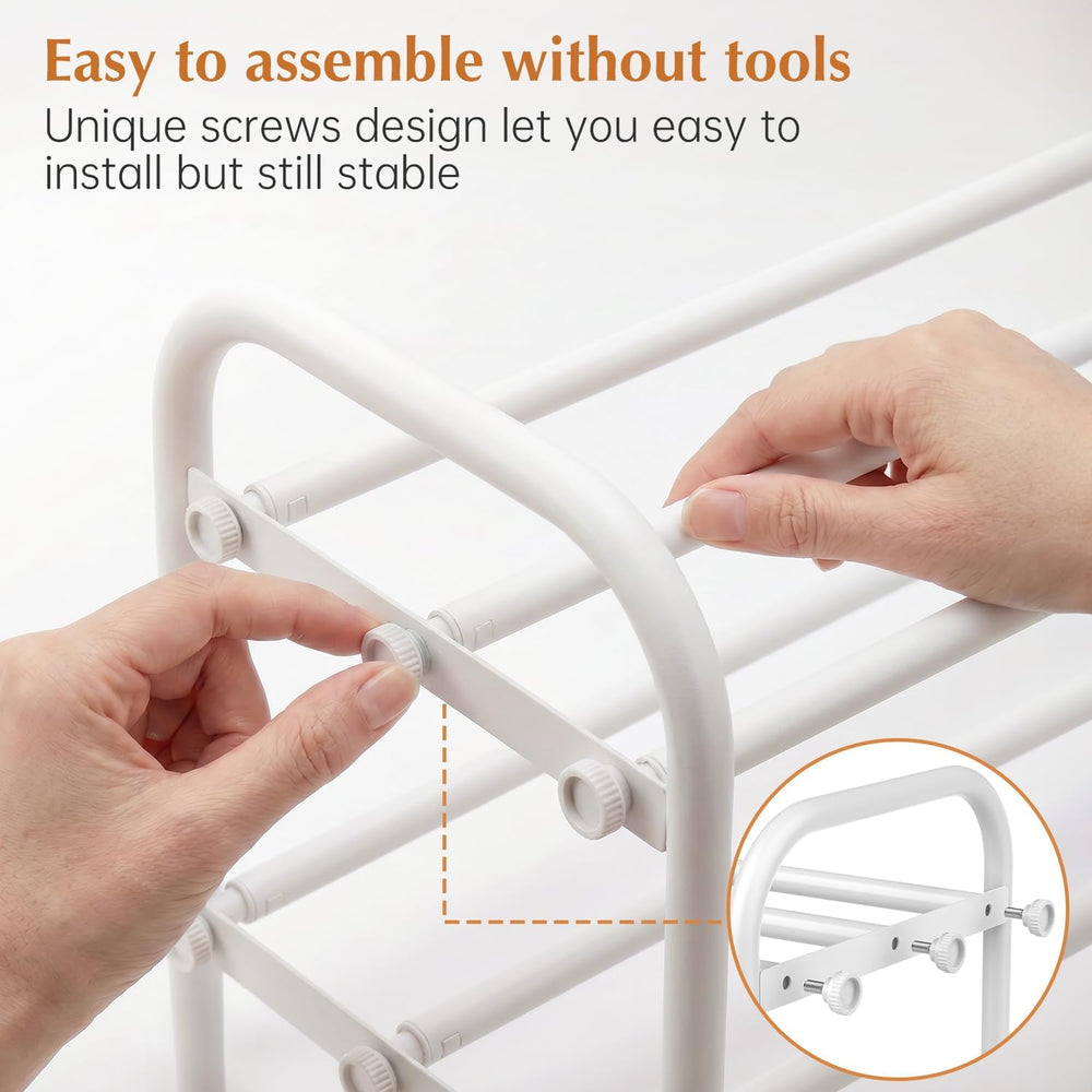Expandable Shoe Rack for Closet & Entryway, Shoe Organizer, 4-Tier, White