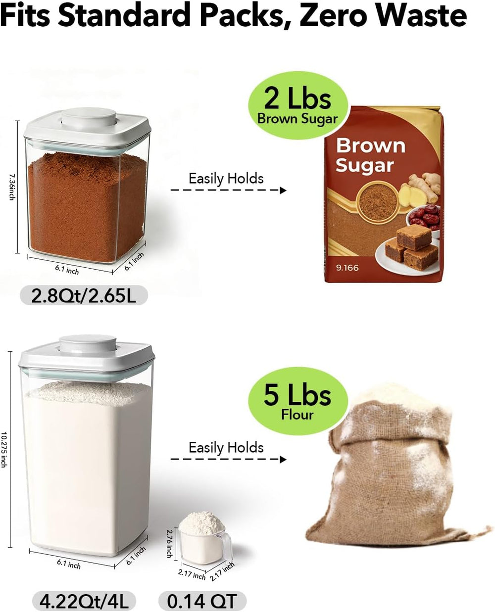 Airtight Food Storage Containers Set with One-Touch Lid, 2-Pack (2.8 QT / 2.6...