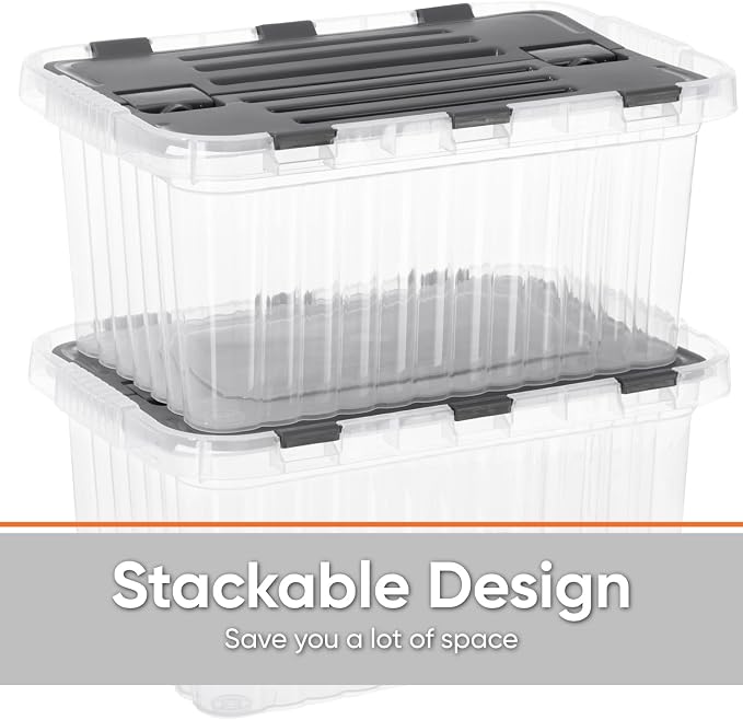Superio Storage Bins with Lids, Stackable Totes, BPA Free, Odor Free, Organiz...