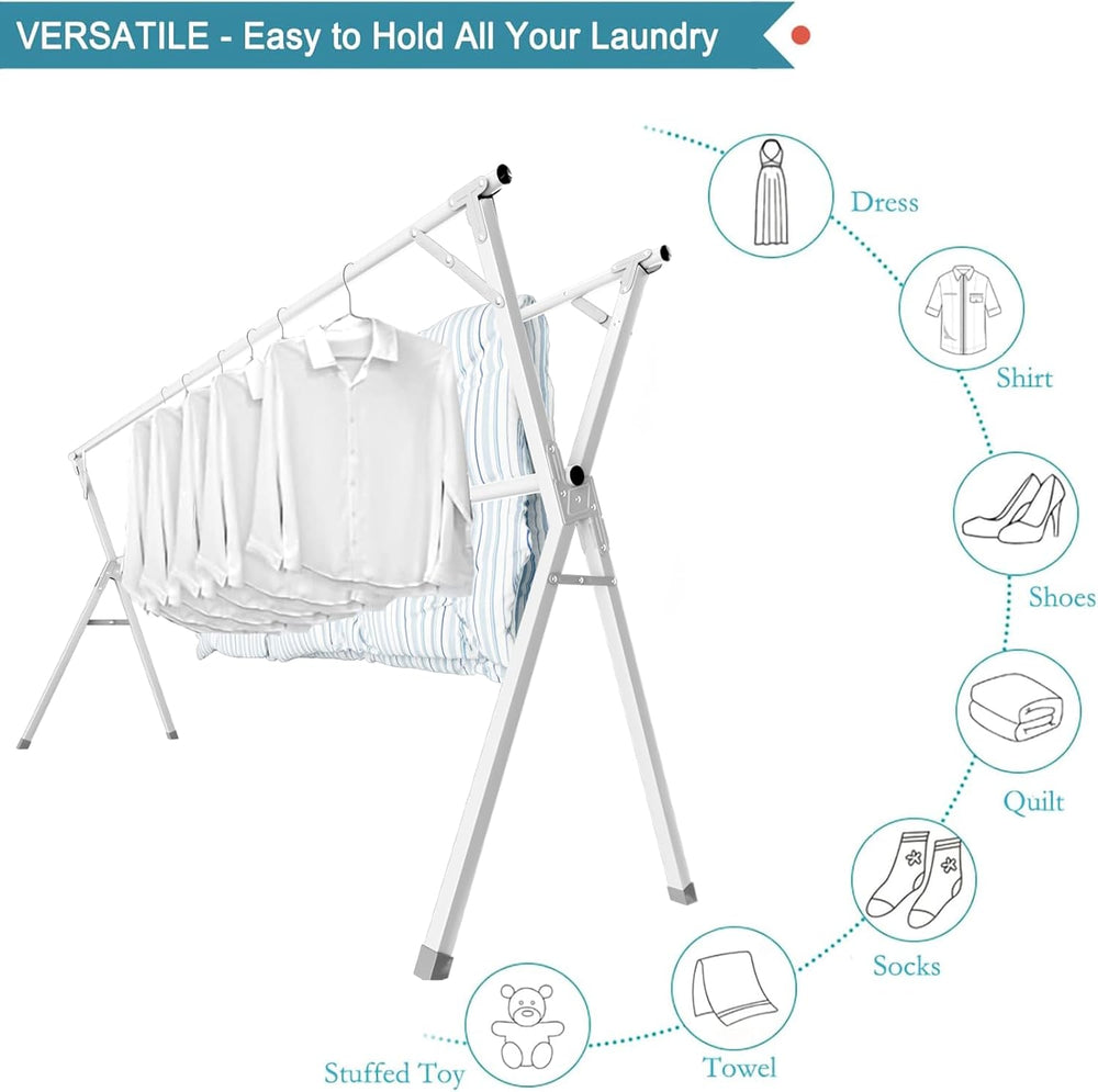 JAUREE 95 Inches Clothes Drying Rack, Drying Rack Clothing Folding Indoor Out...