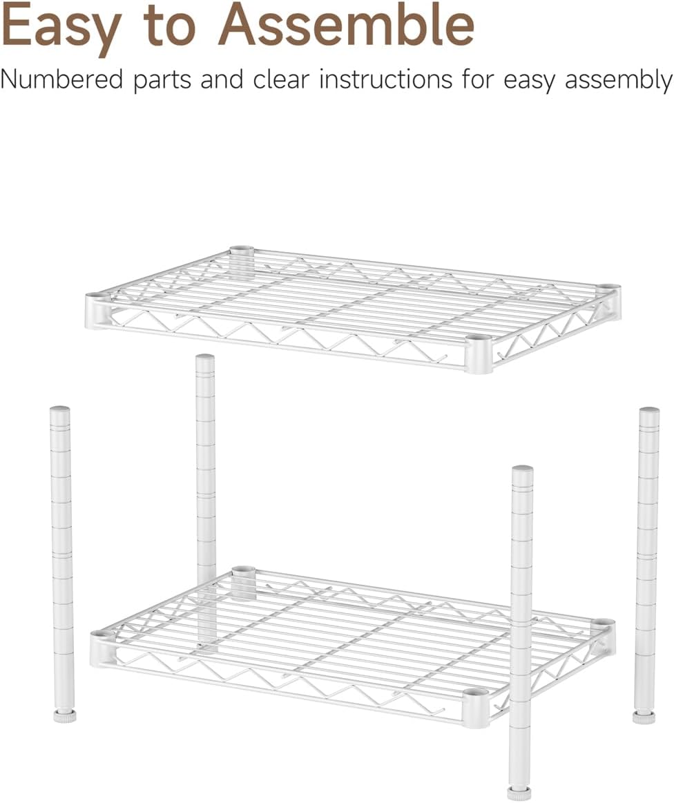 Golpart Small 2 Tier Shelves Storage Wire Shelving Unit Metal Shelf Gasket