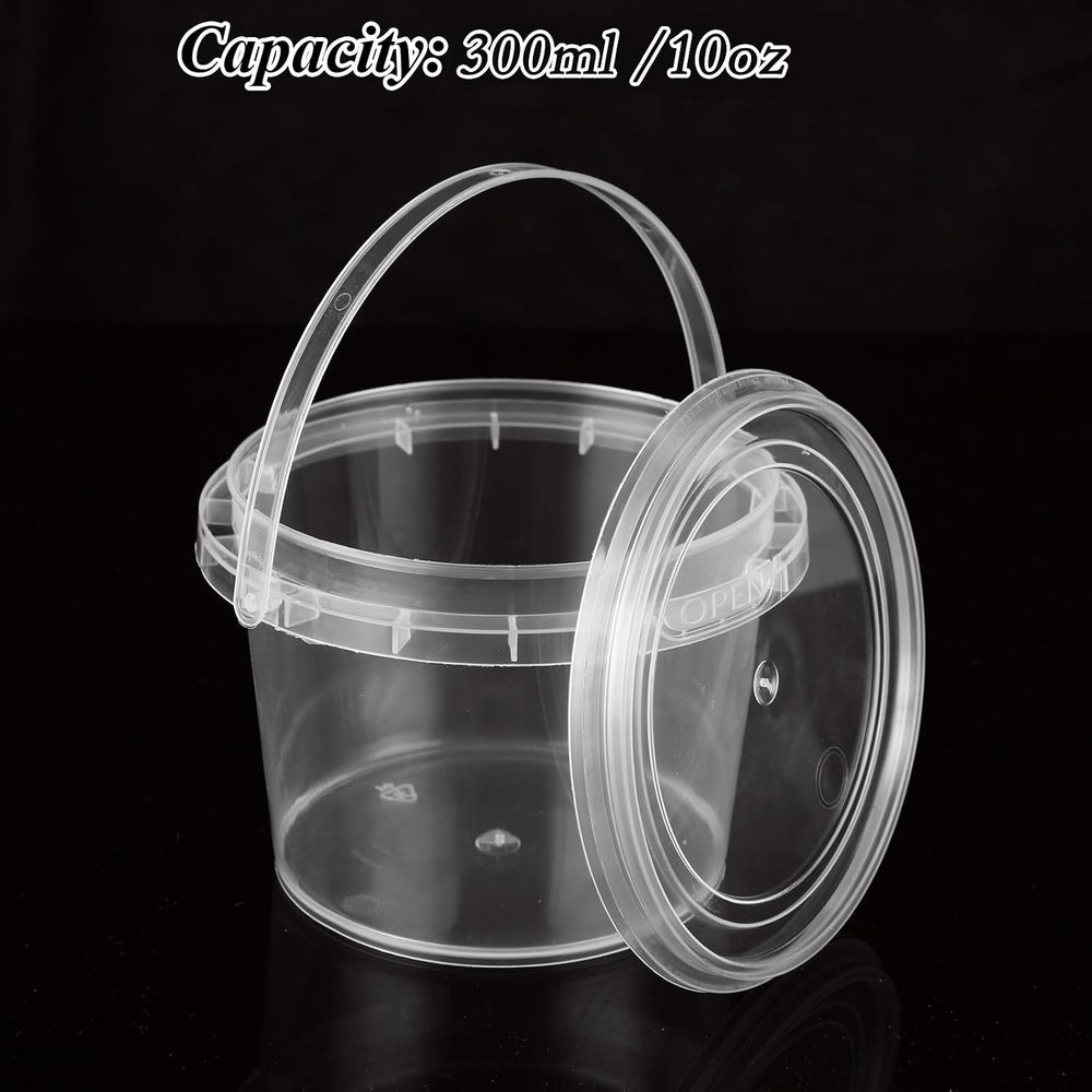 80 PCS 10 oz Slime Containers with Lids and Handles, 300ml Plastic Storage Bu...