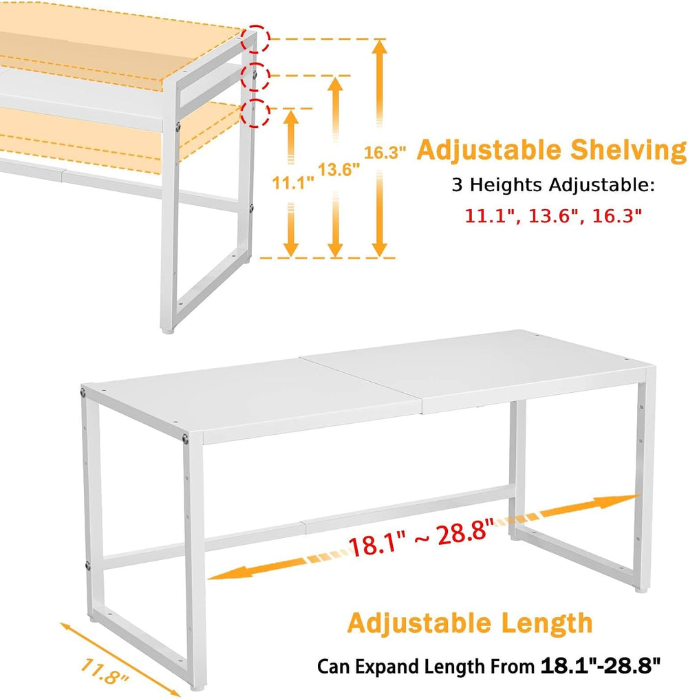 150 LBS Expandable Storage Shelves, Adjustable Metal Shelving Unit Rack