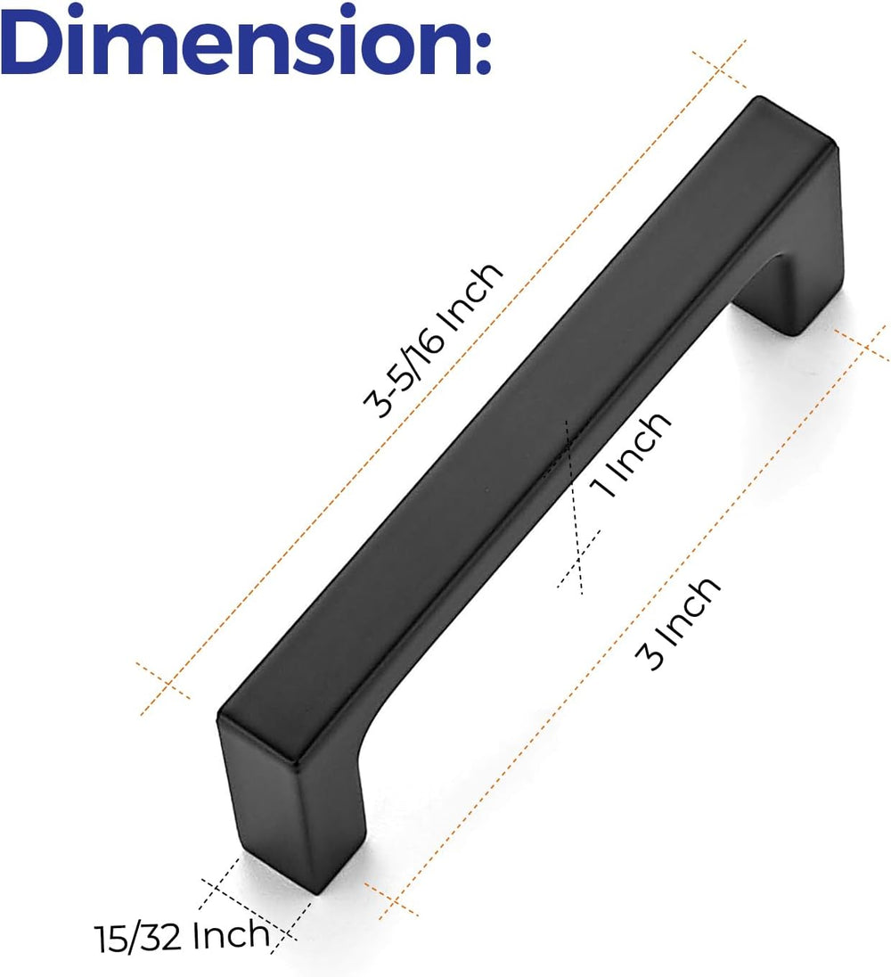 Ravinte Matte Black Square & Solid Cabinet Handles,3 Inch,20 Pack