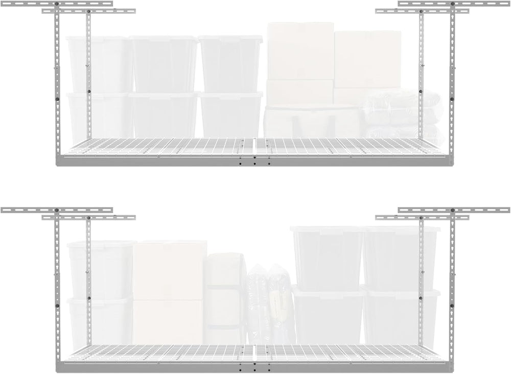 MonsterRax 2-Pack 4x8 Overhead Garage Storage Rack, White, 24"-45" ...