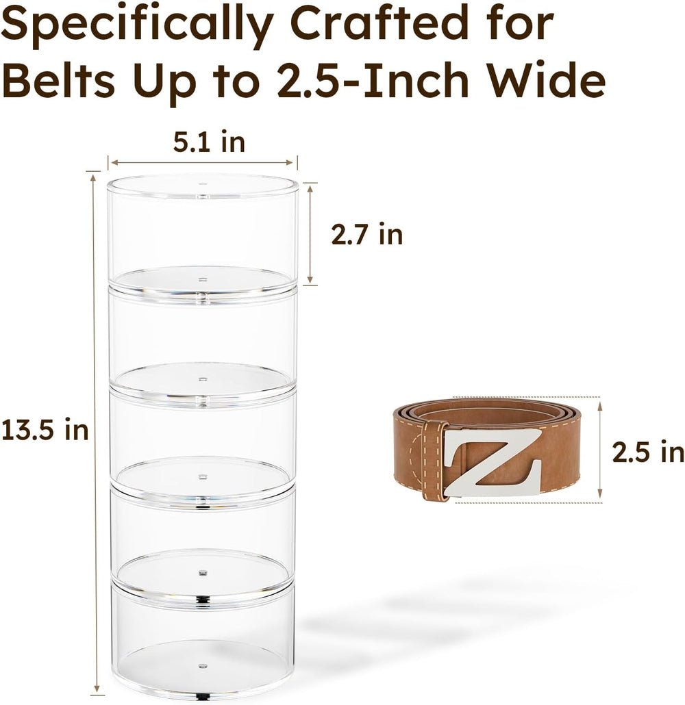 FEMELI Acrylic Belt Storage Organizers For Closet 5-Layer Clear Belt Holder