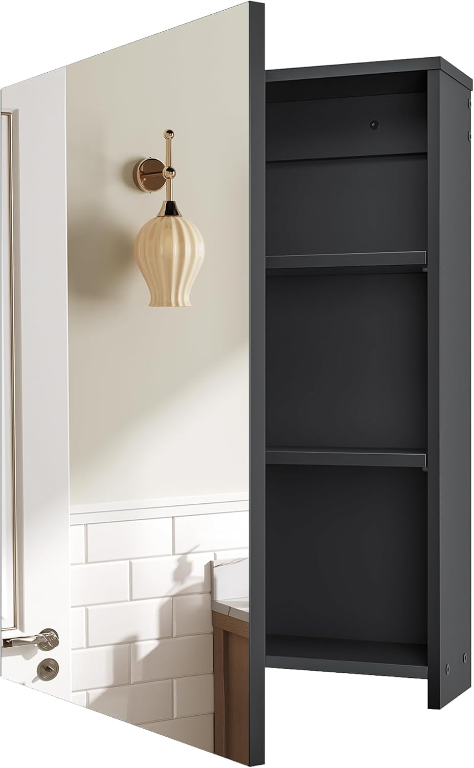 Bathroom Medicine Mirror Cabinet, 17.7'' x 23.6'', Wall-Mount...
