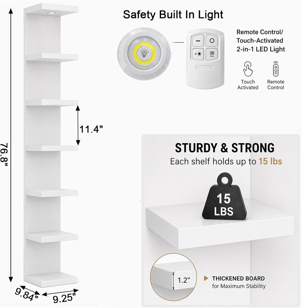 LitaEther Versatile 7 Tier Wall Shelf Unit,White Lack Wall Shelf,Display Floa...