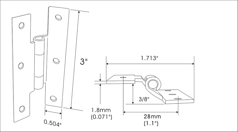 QCAA Black Steel Hinge Offset for Cabinet Door, 3/8", Matte Black, 12 Pa...