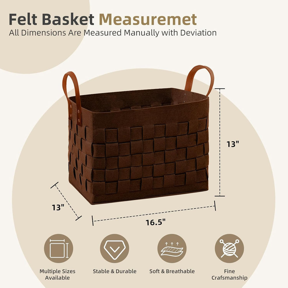 Laundry Basket 16.5 " x13 x13 , Large Rectangular Felt Fabric Blanket Ba...