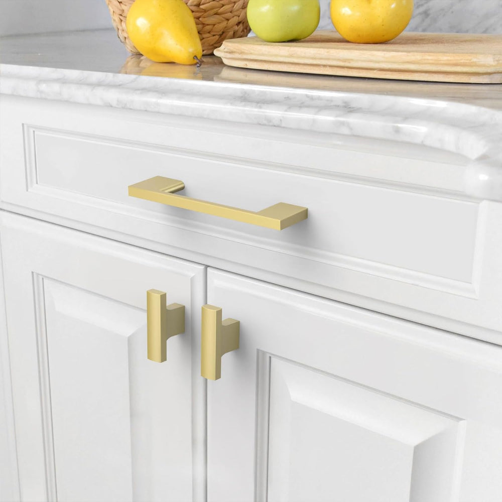 Amerdeco 10 Pack Brushed Gold Cabinet Pulls 3-3/4"