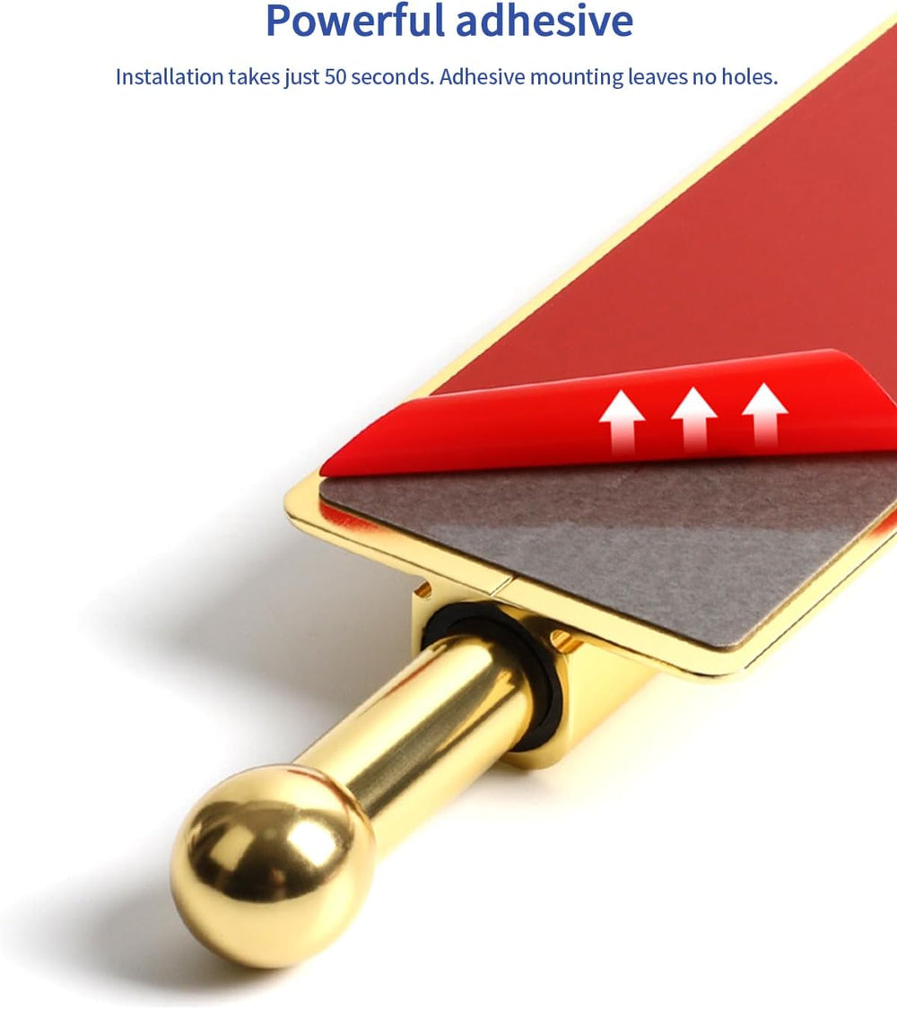 Adhesive Valet Rod for Closets Pull Out 16.5" Gold with 10 Hooks
