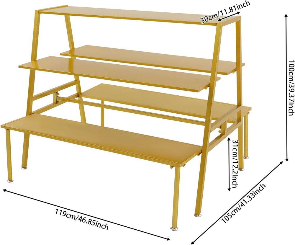 Metal Shoe Handbag Display Stand, 3 Tier Heavy Duty Double-Sided Display Tabl...