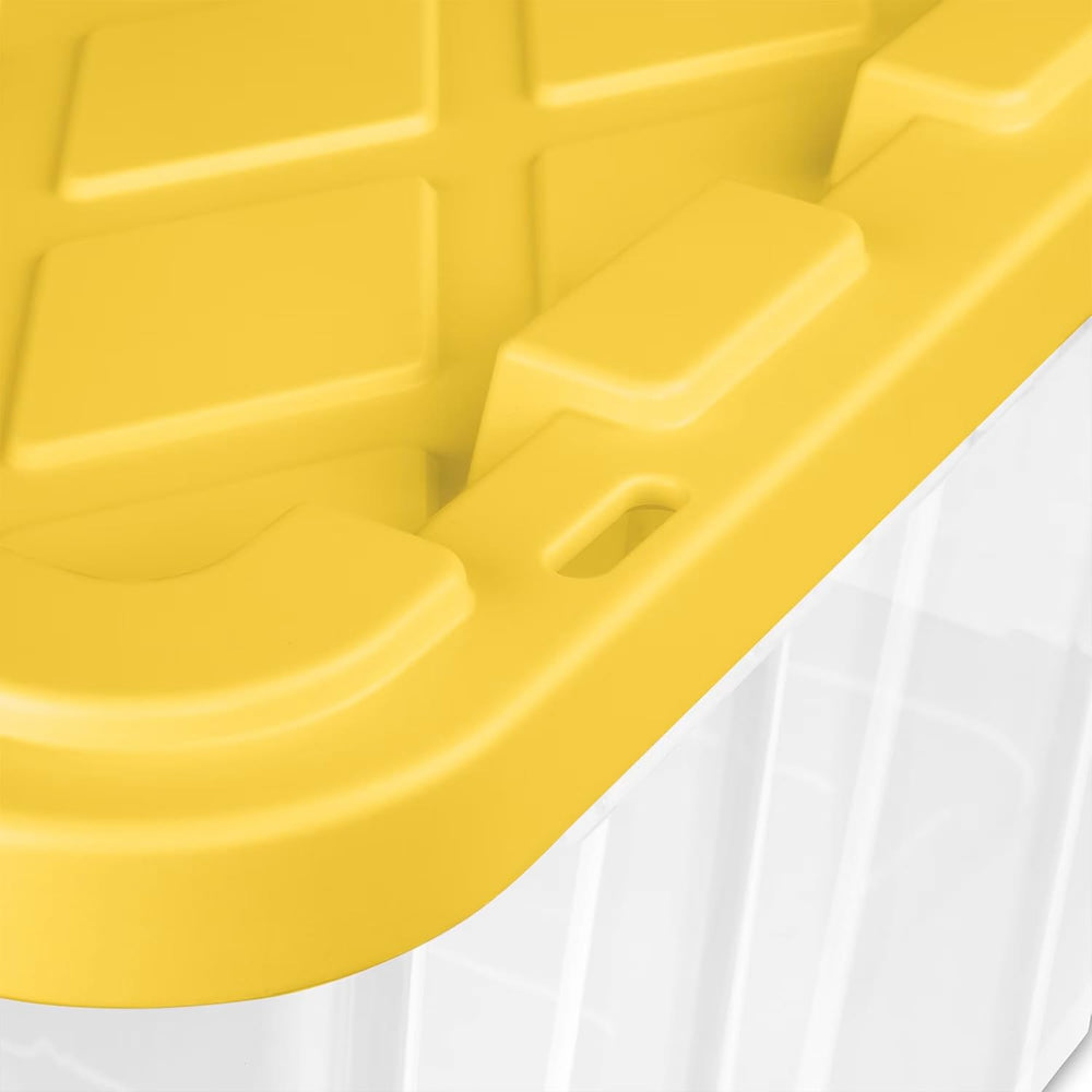 27 Gallon Clear Plastic Storage Container, Yellow, Set of 4