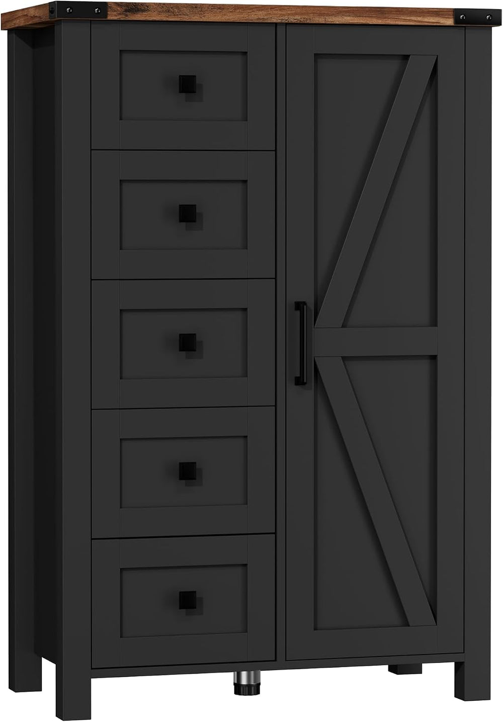 VVFLU Farmhouse White Dresser for Bedroom with 4 Drawers and 2 Barn Doors, Bl...