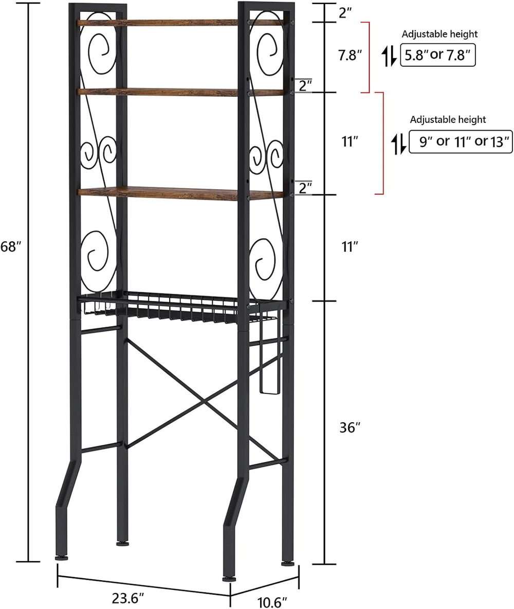 Aduanbang 4 Tier Over The Toilet Storage Rack, Bathroom Organizer Shelf with ...
