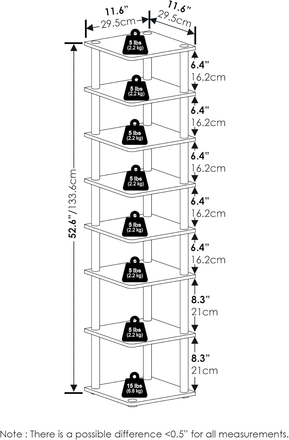 8-Tier Shoe Organizer, Shoe Rack with Vertical Space Saving Shoe Tower, Free ...