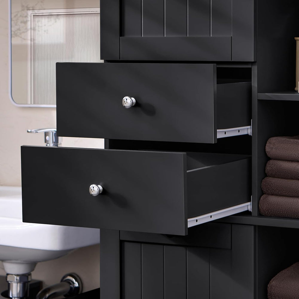 SoBuy Tall Tilt-Out Laundry Hamper Cabinet with Removable Basket and Shelves,...