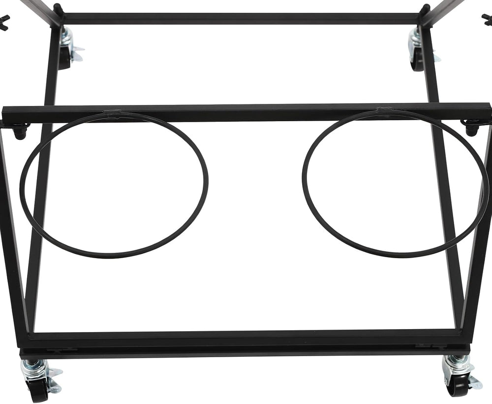2-Tier Flower Display Stand with 4 Buckets & Wheels, Black Metal Rolling ...