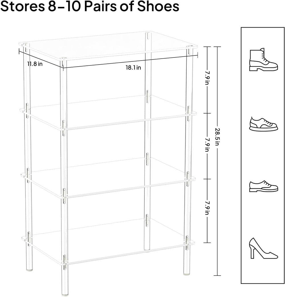 Aquiver Acrylic Small Shoe Rack - 18.1'' L x 11.8'' W x 28.5&...
