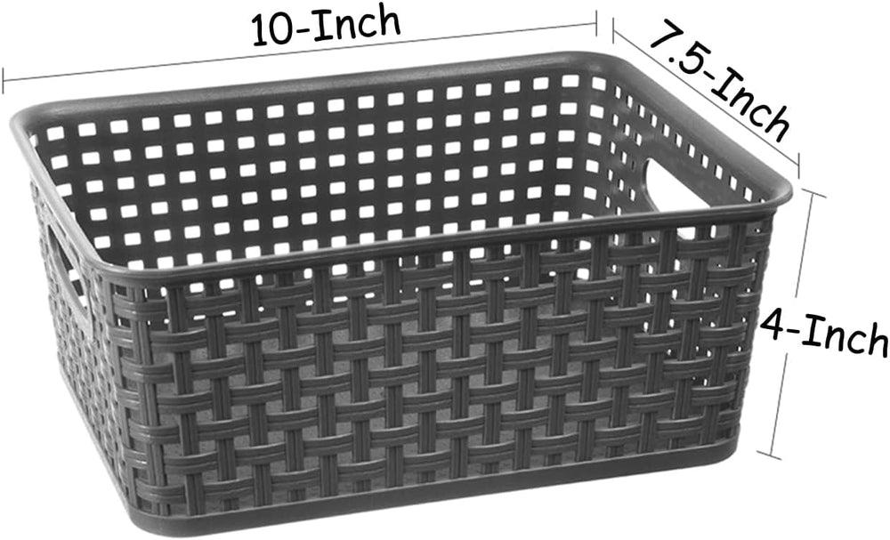 Grey Plastic Weave Storage Basket, 12-Pack Woven Gray Basket Organizer for Ki...
