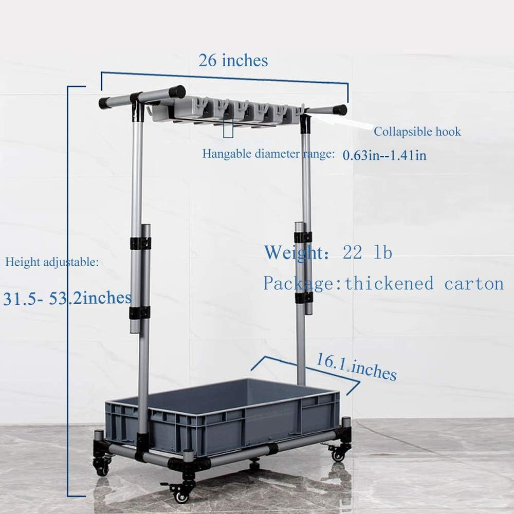 Broom And Mop Holder Put Wet Movable Floor-Mounted Mop Rack Floor Standing Cl...