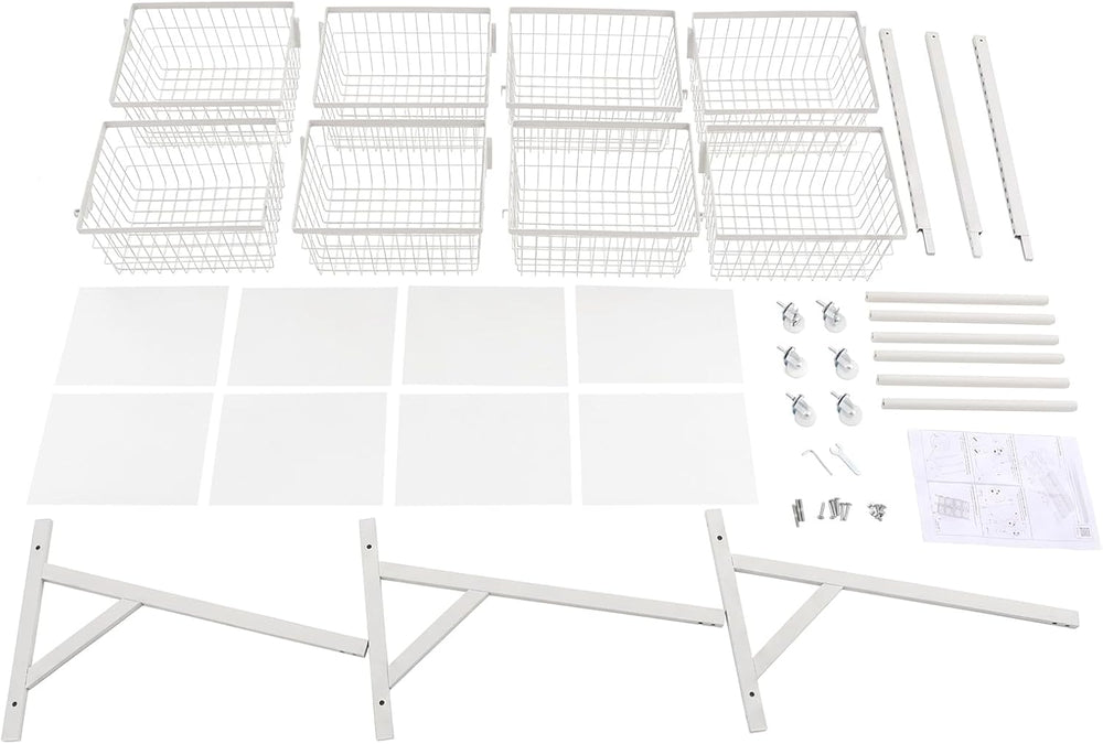 Rolling Store Snack Display Rack with Wheels, Mesh Storage Cart(White)