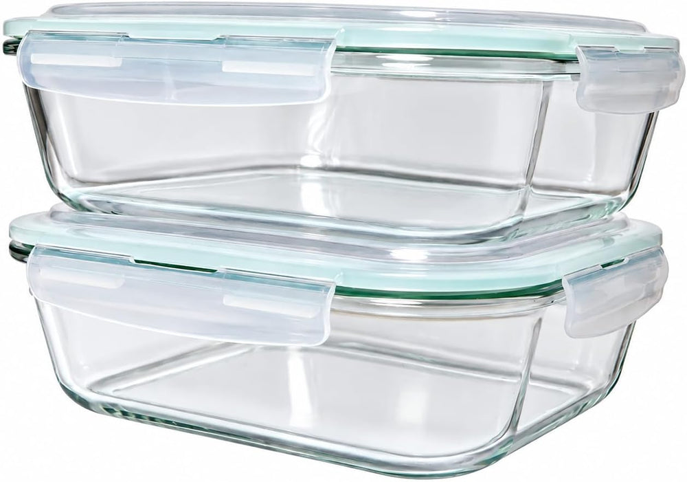 Razab 10 Cups/ 80 Oz 4 Pc (Set of 2) Glass Food Storage Containers with Airti...