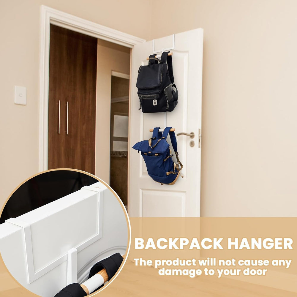 Over The Door Backpack Hanger, 2 Tiered Metal Storage Rack Backpacks Hooks
