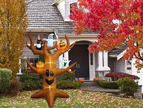 9ft Halloween Inflatable Ghost Tree Halloween Airblown Inflatable Outdoor Dec...