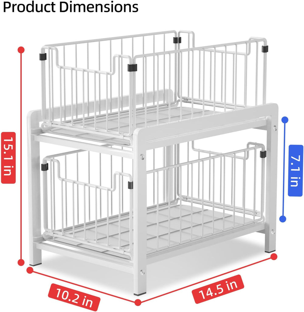 2-Tier Pull Out Cabinet Organizer, Slide Out Under Sink Organizer