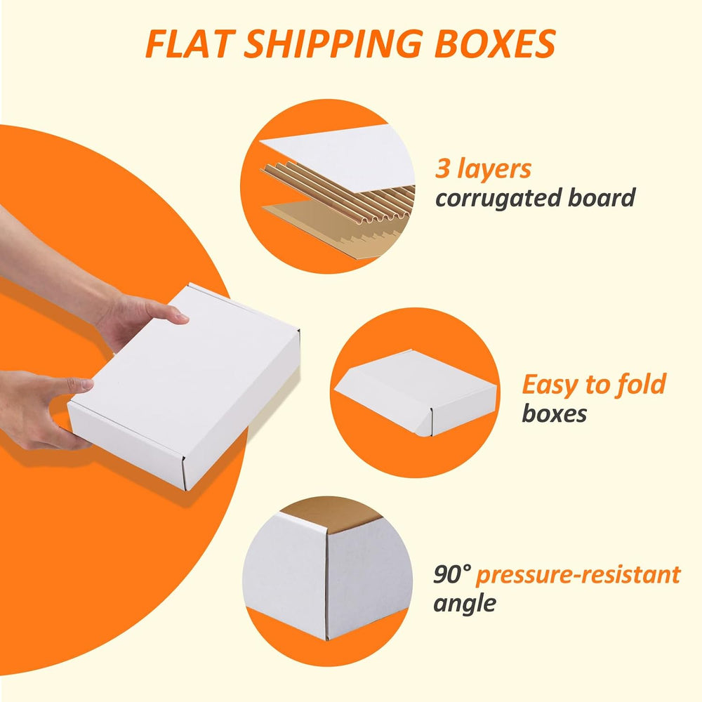 HORLIMER 9x6x2 Shipping Boxes Set of 60, White Corrugated Cardboard Mailer Bo...