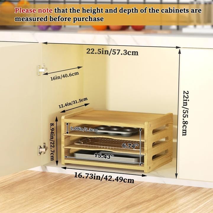 4 Tier Tray Dividers for Cabinets, Kitchen Vertical Baking Sheet Organizer