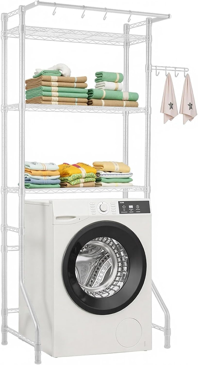VEVOR Over the Washer and Dryer Storage Shelf, 3 Tier Laundry Room Drying Rac...