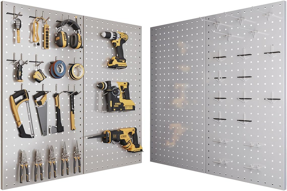 Metal Pegboard Wall Organizer, 12 x 24 in, Silver, 4 Pack