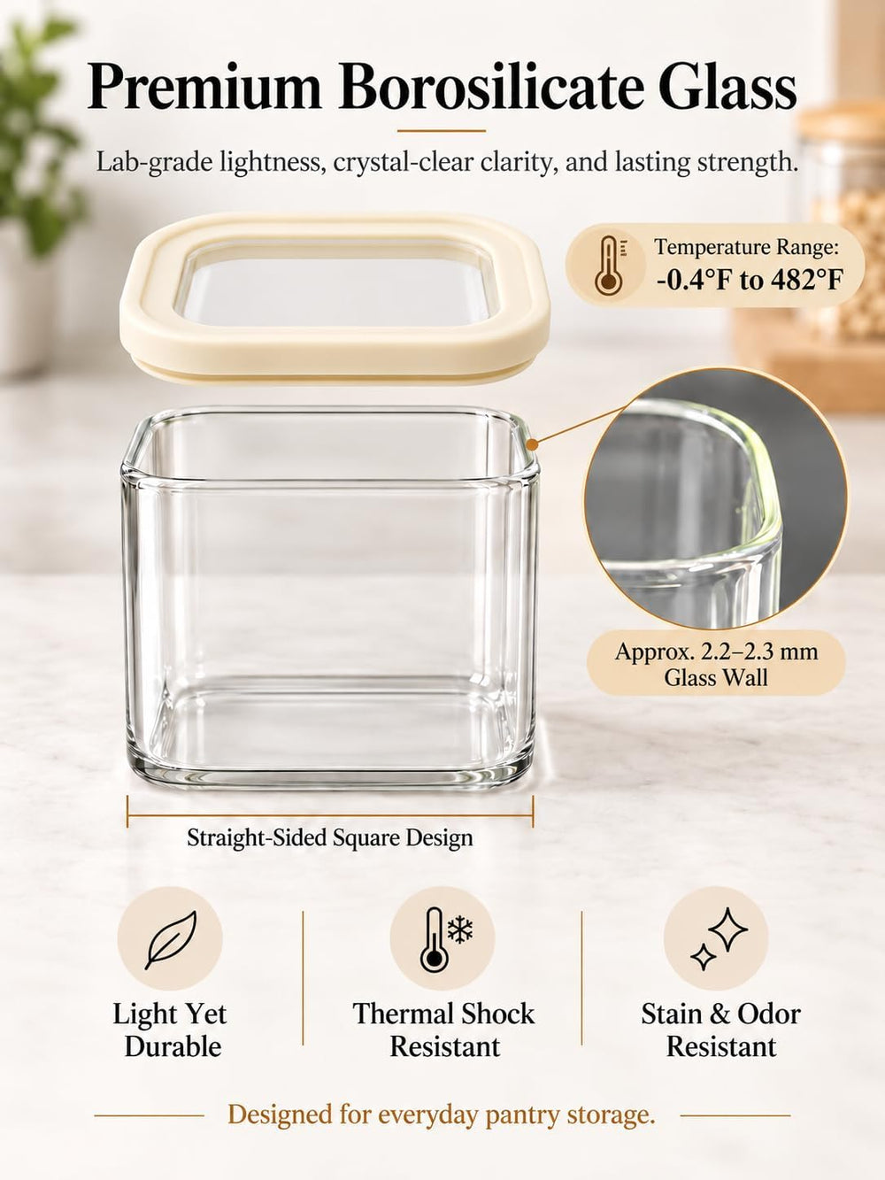 12-Pack Square Glass Pantry Storage Containers with Glass Lids